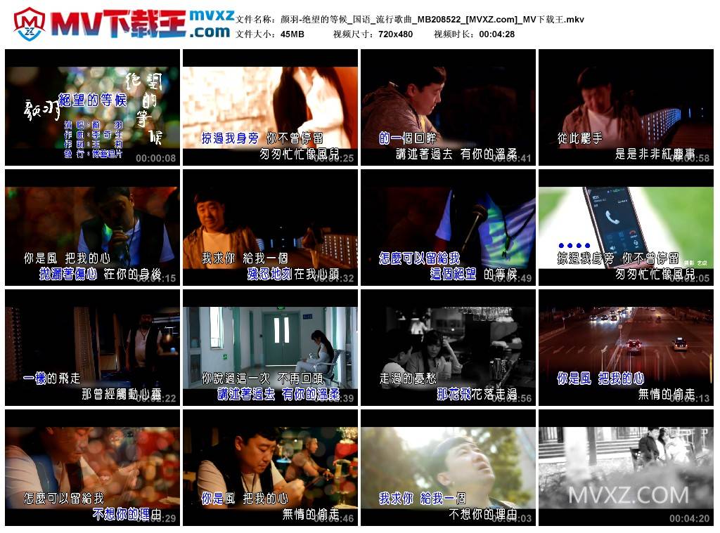 颜羽-绝望的等候_国语_流行歌曲_MB208522